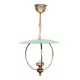 1950s pendant light in green lacquered metal and brass