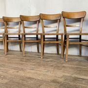Series Lot of 8 chairs bistro Luterma in light wood Year 1950