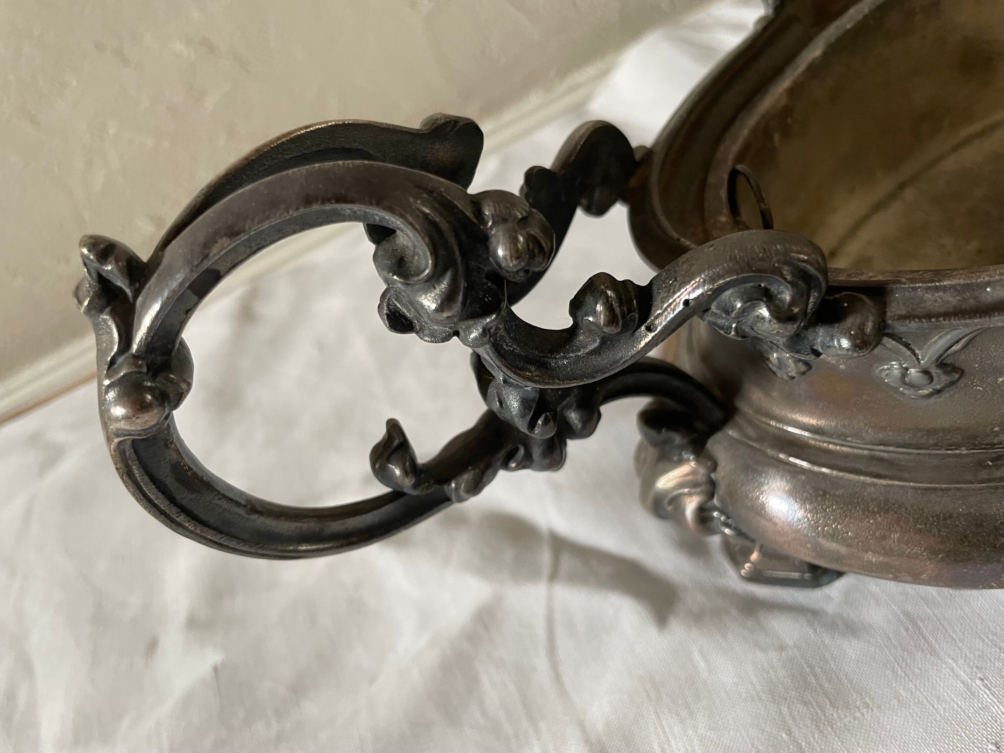 Silver metal planter