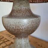 Stoneware and rattan lamp