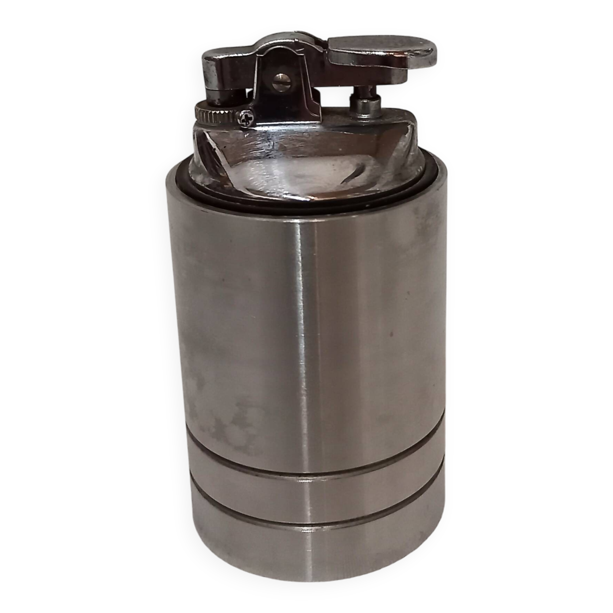 Chrome steel table lighter, vintage 1970s