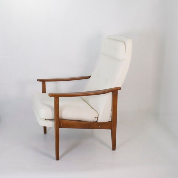 Scandinavian high back armchair from the 1960s adjustable headrest, restored