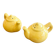 Salt and pepper shakers in the shape of a teapot.