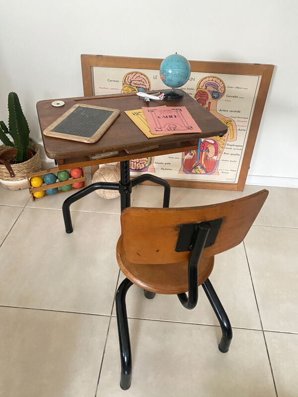 Pupitre bureau d’écolier vintage