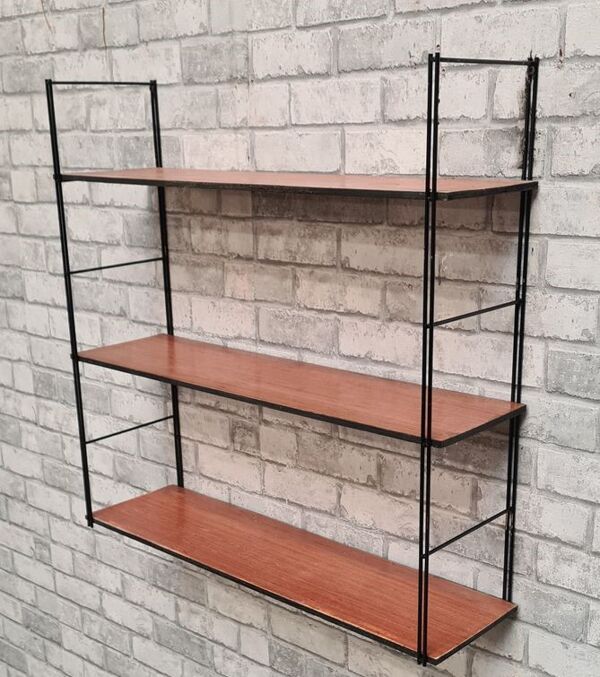 Etagere scandinave 1960 tomado, acier et 3 plateaux 47x49x16