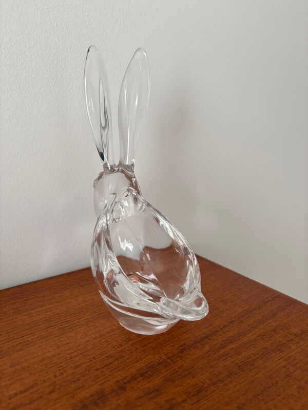 Vide-poche lapin en cristal de Vannes – figurine vintage en cristal –