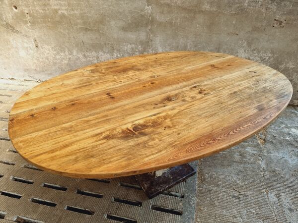Table antique ovale table à manger en fonte avec bois