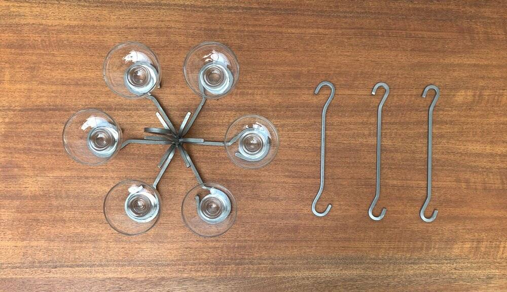 Mid-century metal and glass candle holder suspension from Denmark, 1960s.