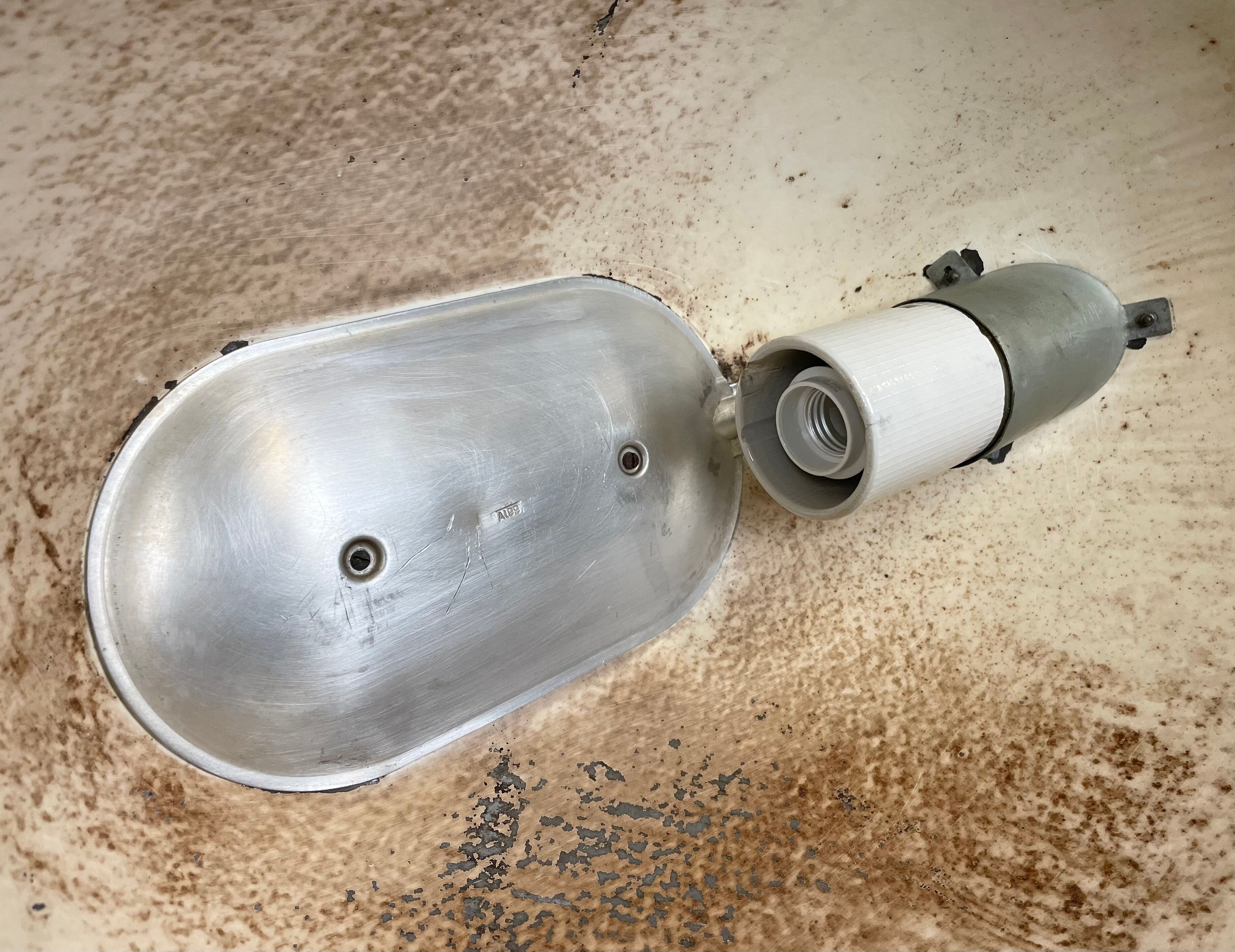 Oval industrial polish factory pendant lamp from mesko, 1970s