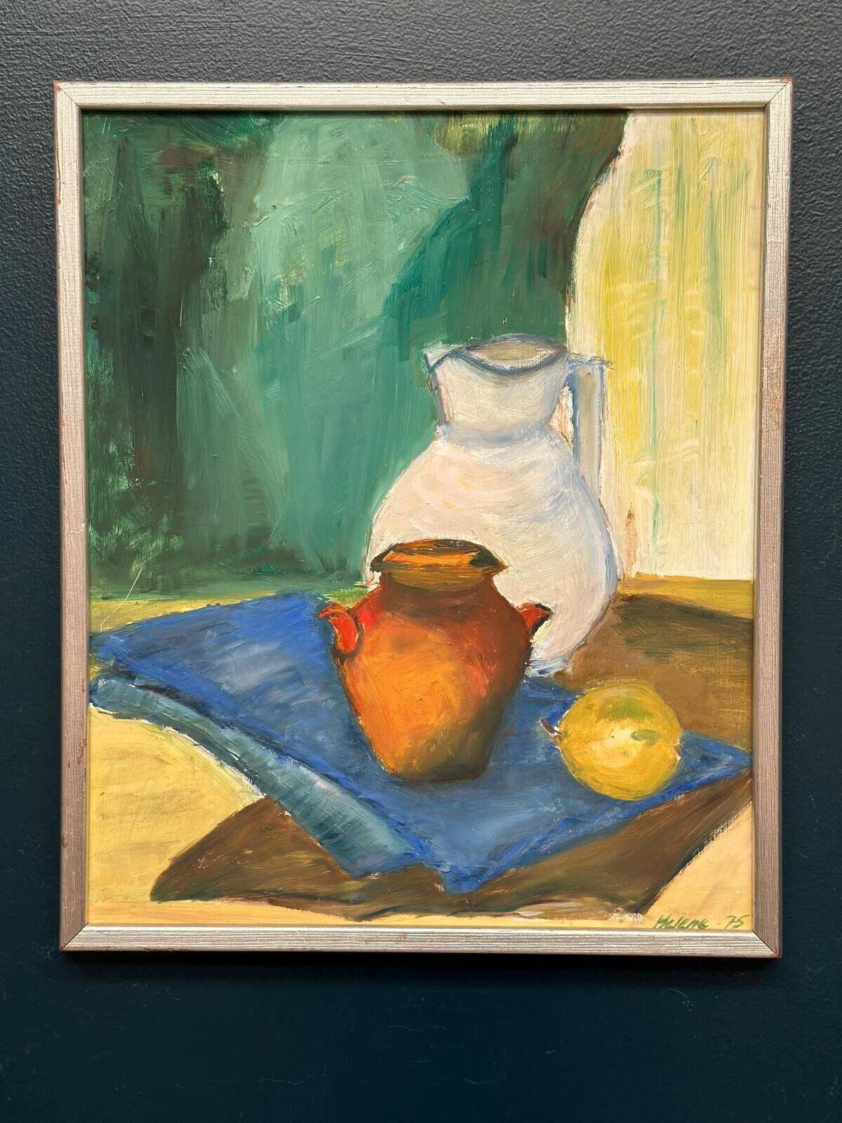 Original Swedish Oil On Panel – “Stilleben” By Helene Nilsson – Dated 1975 – Vintage & Framed – 48 × 40 Cm (18.9" × 15.7")