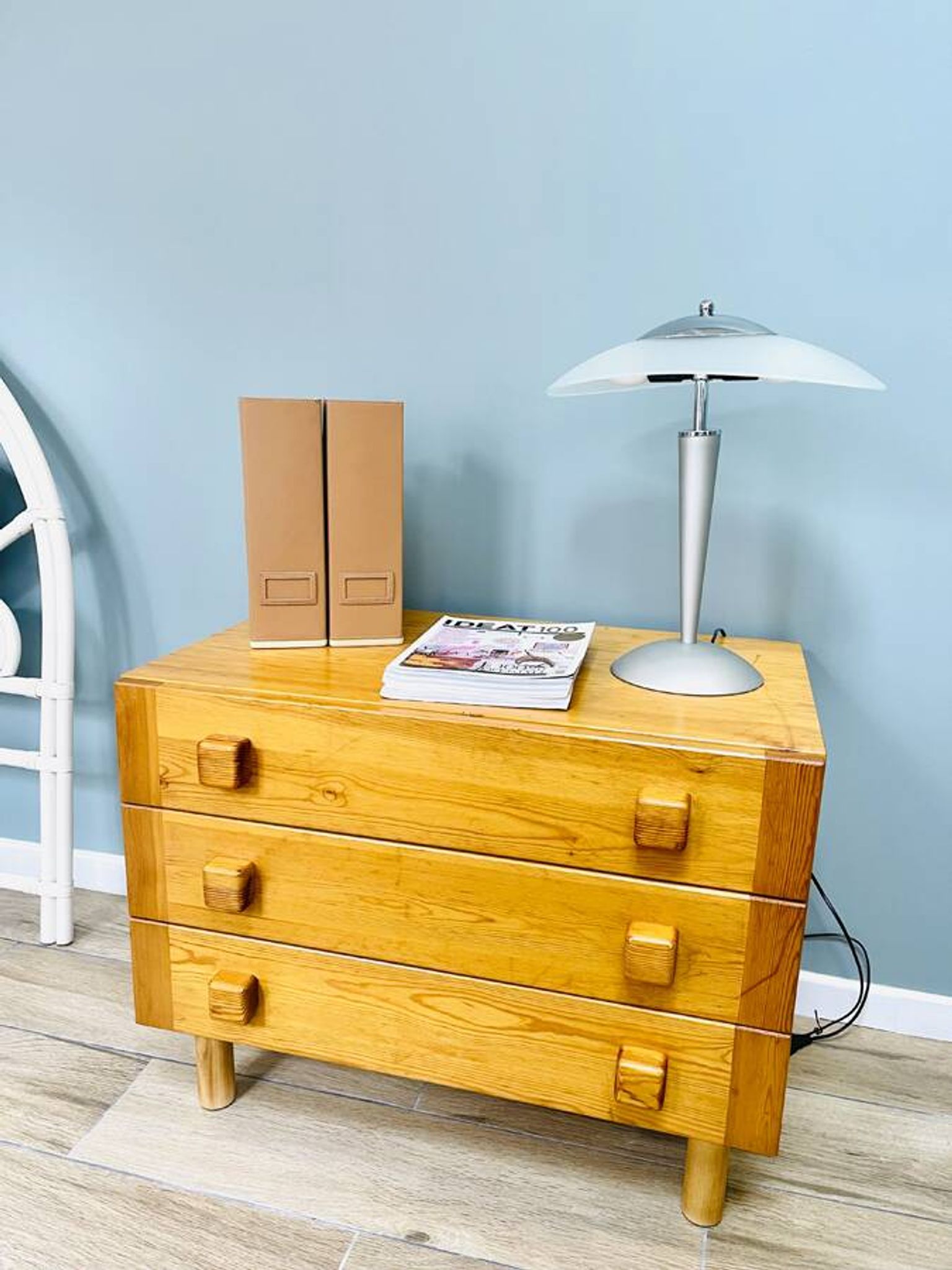 Brutalist pine chest of drawers, circa 1970