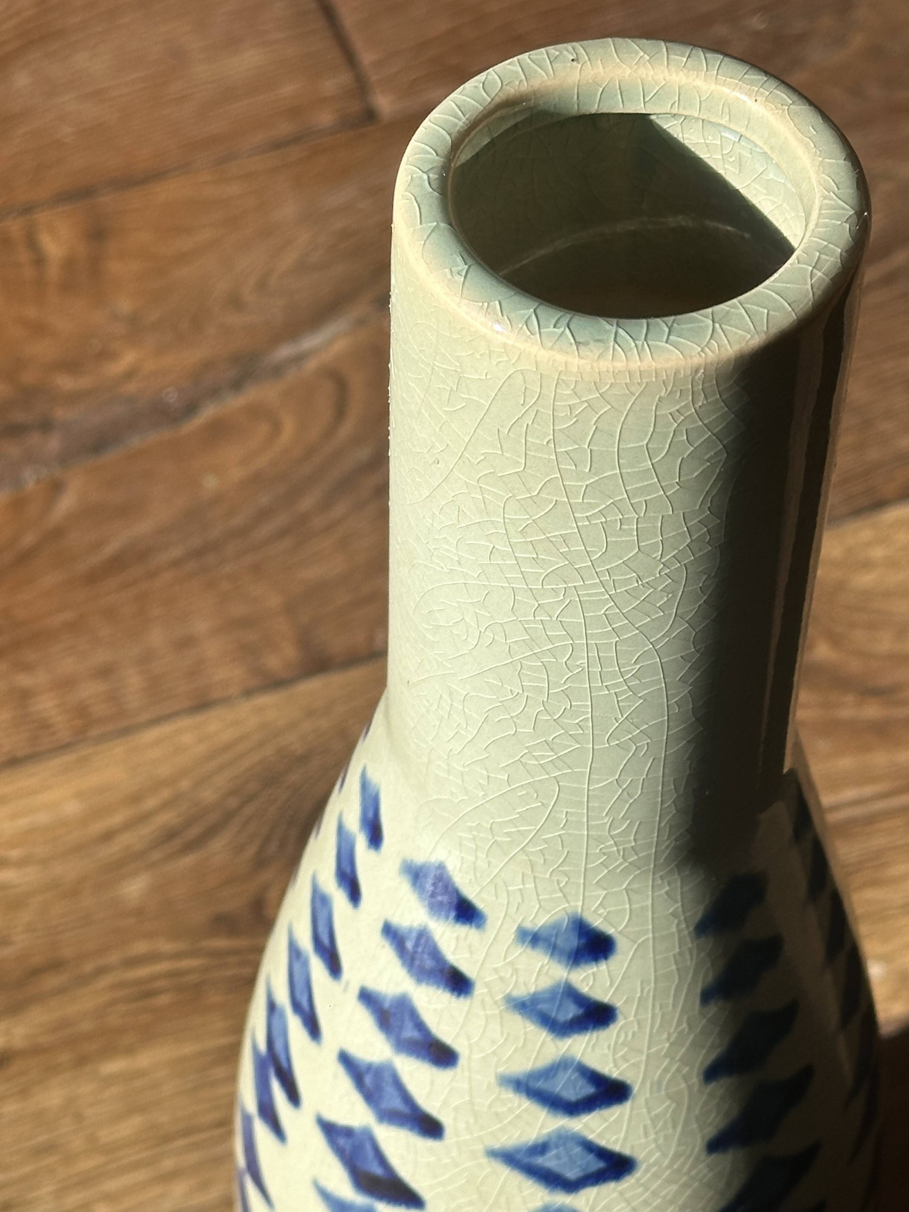 Large ceramic vase — blue pattern