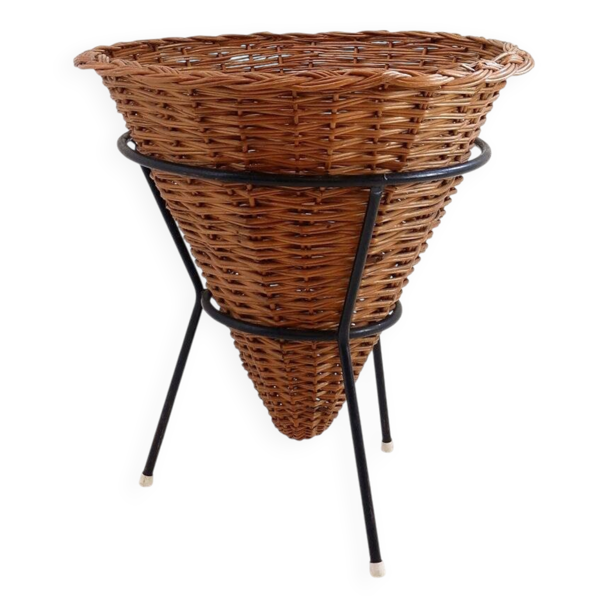 Panier en métal et osier, 1960