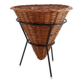Panier en métal et osier, 1960
