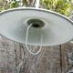 White perforated sheet metal chandelier