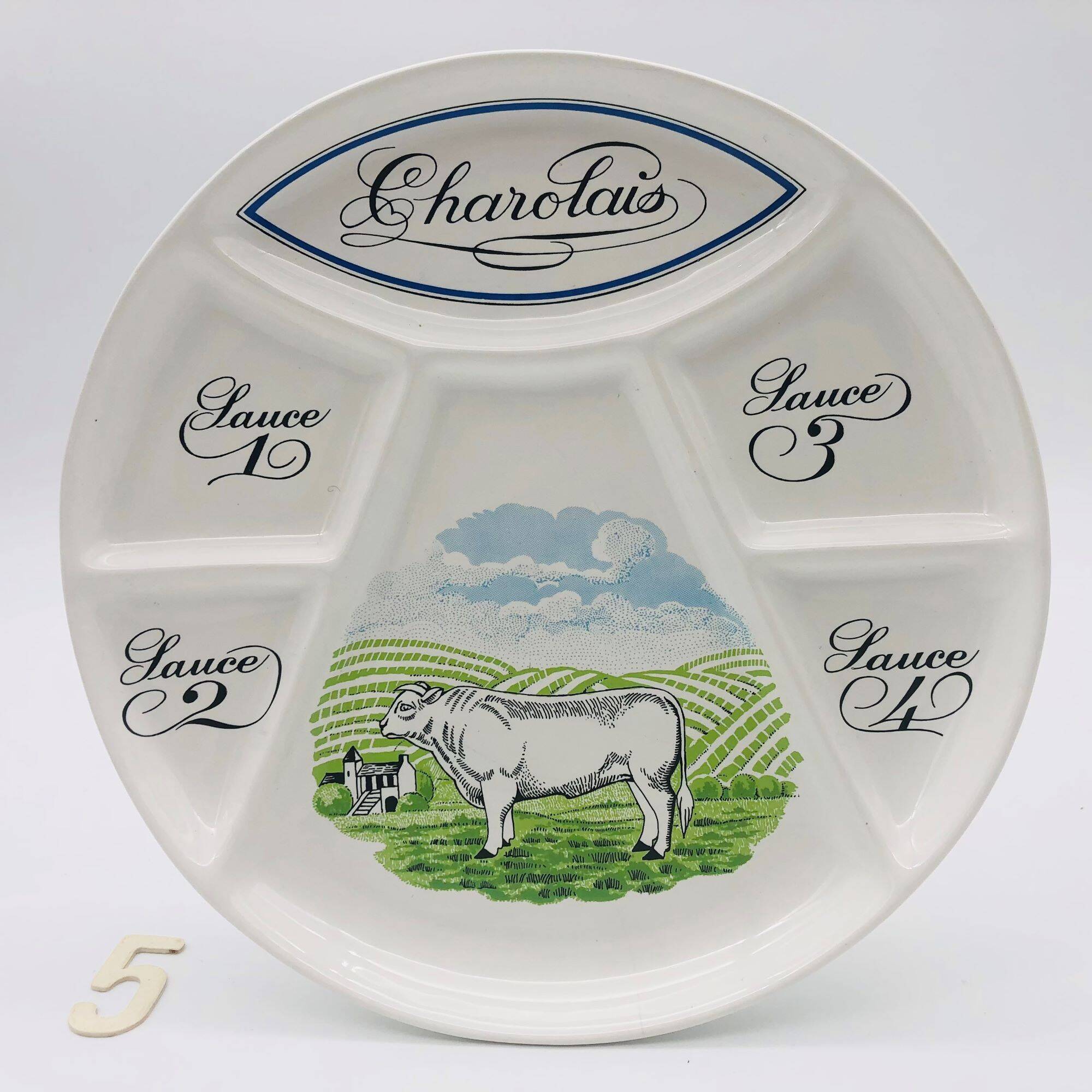 6 Bourguignonne fondue plates, Porcelain and Earthenware from Auteuil - Paris.