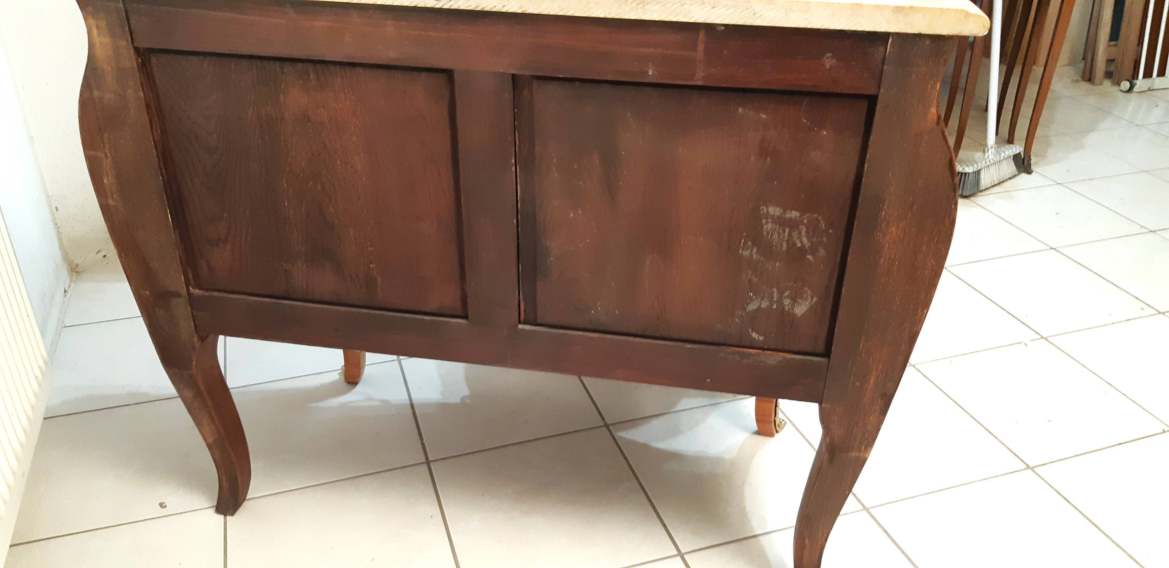 Louis XV style curved chest of drawers, rosewood, restored