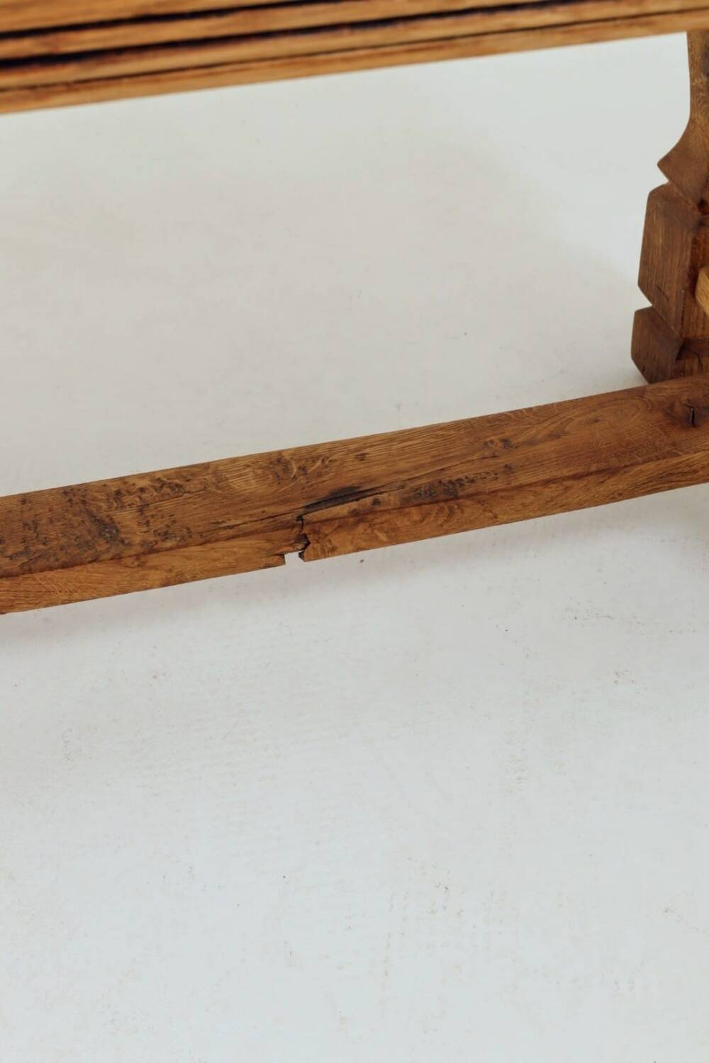 Vintage rustic oak bench after renovation