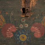 Malle ancienne verte avec détails floraux, c.1920