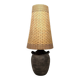 Large amphora floor lamp in pottery with a rattan shade from the 1960s.