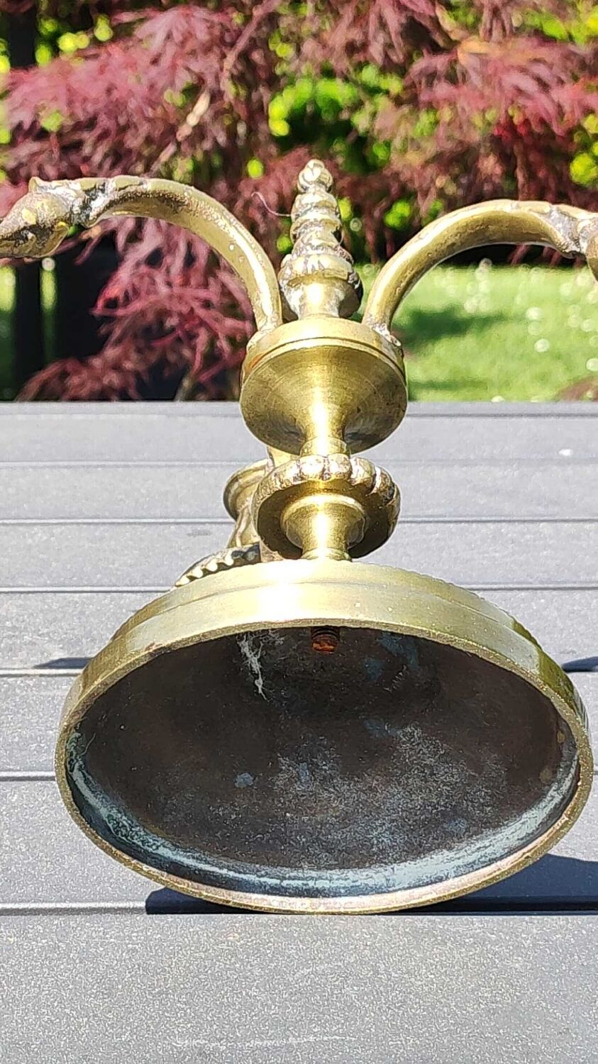 Chandelier 3 arms bronze old gold patinated