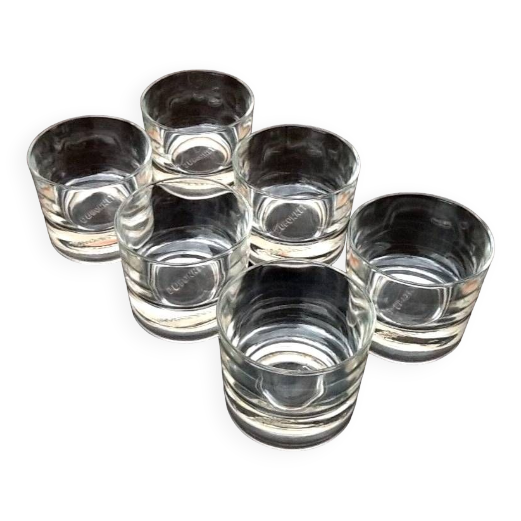 6 Dubonnet aperitif glasses Thick transparent glass