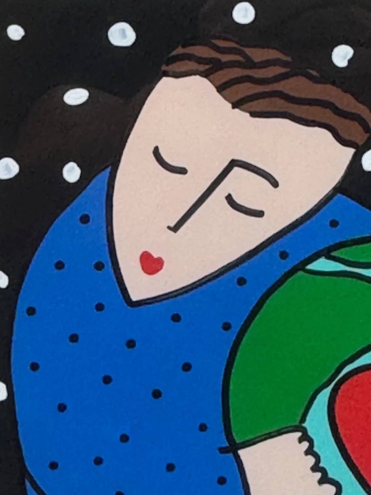 Sandra Magsamen, Love makes the world go around, technique mixte, c. 1990