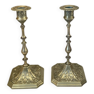 Pair of 19th century brass candlesticks