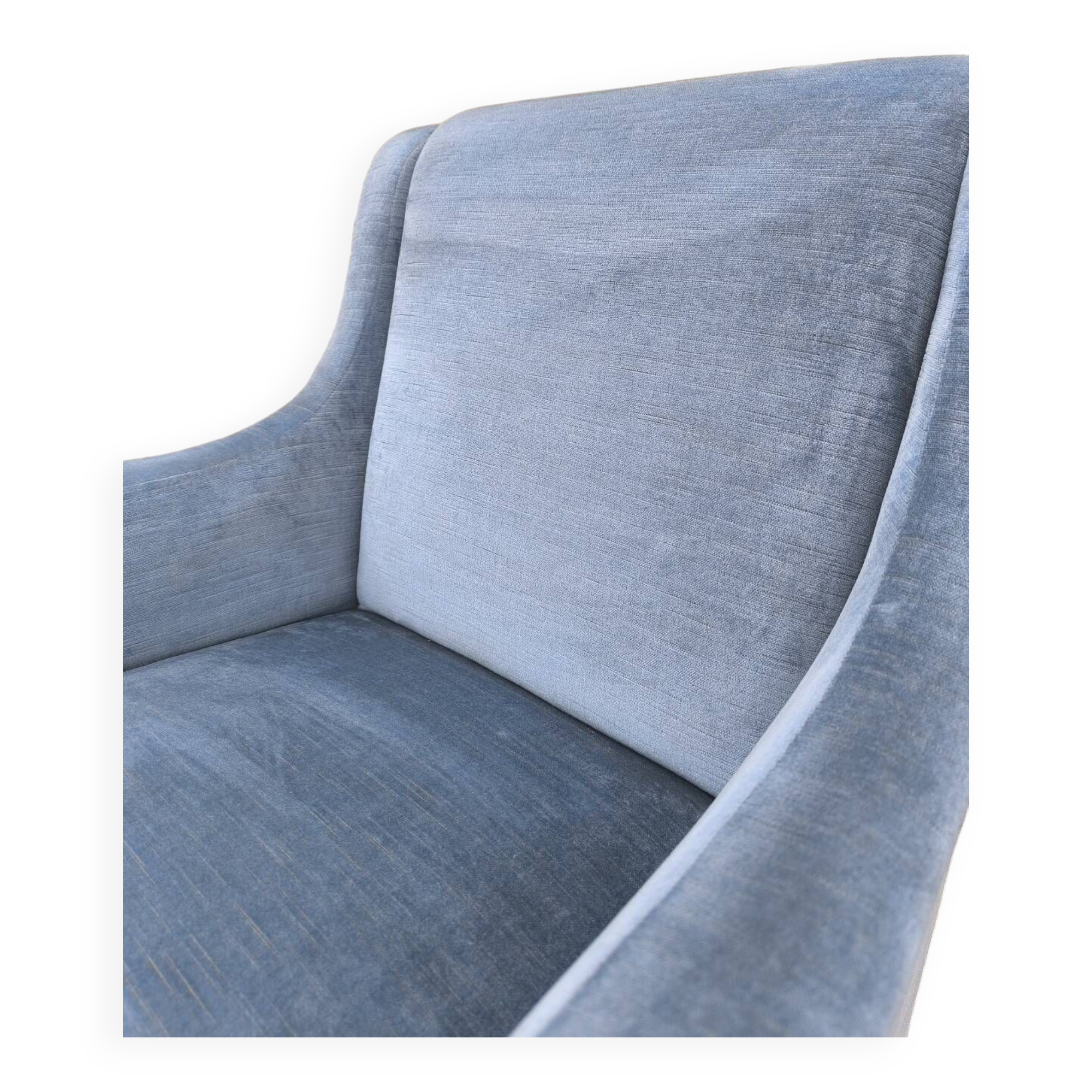 Cocktail armchair in sky blue velvet 1960s