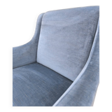 Cocktail armchair in sky blue velvet 1960s