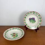 Set of 2 opaque Sarreguemines soup plates, 1875-1900