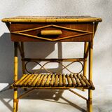 Bedside table 1960 bamboo rattan