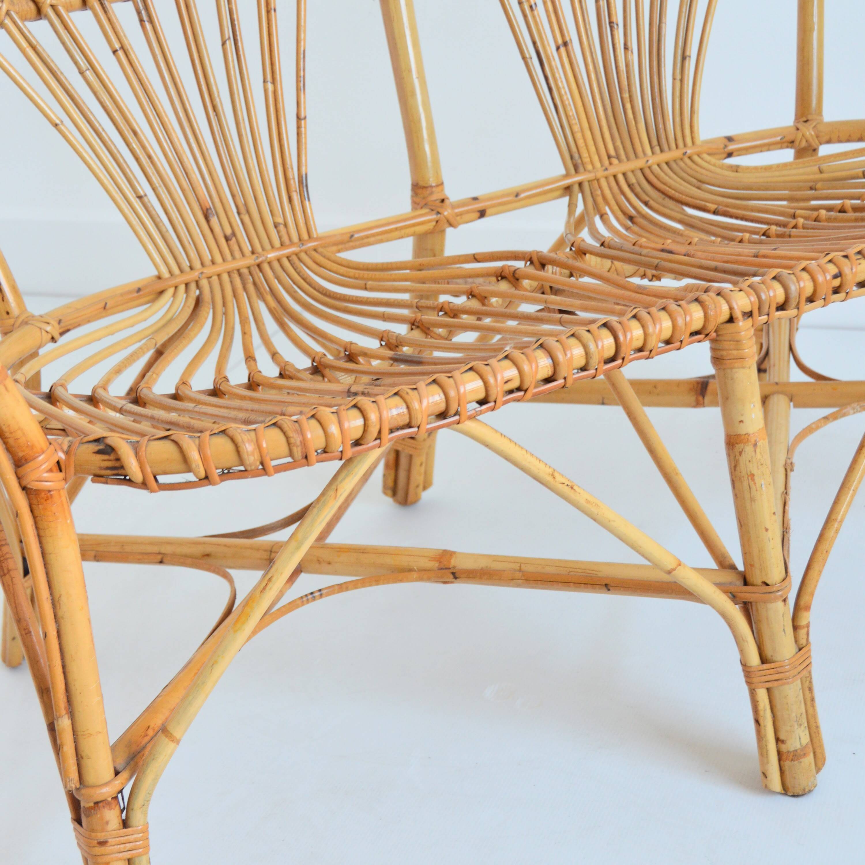 1960s vintage rattan canapé / bench