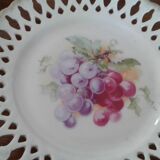 5 porcelain lace plates, fruit decorations