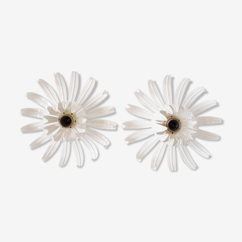 Pair of white metal flower sconces