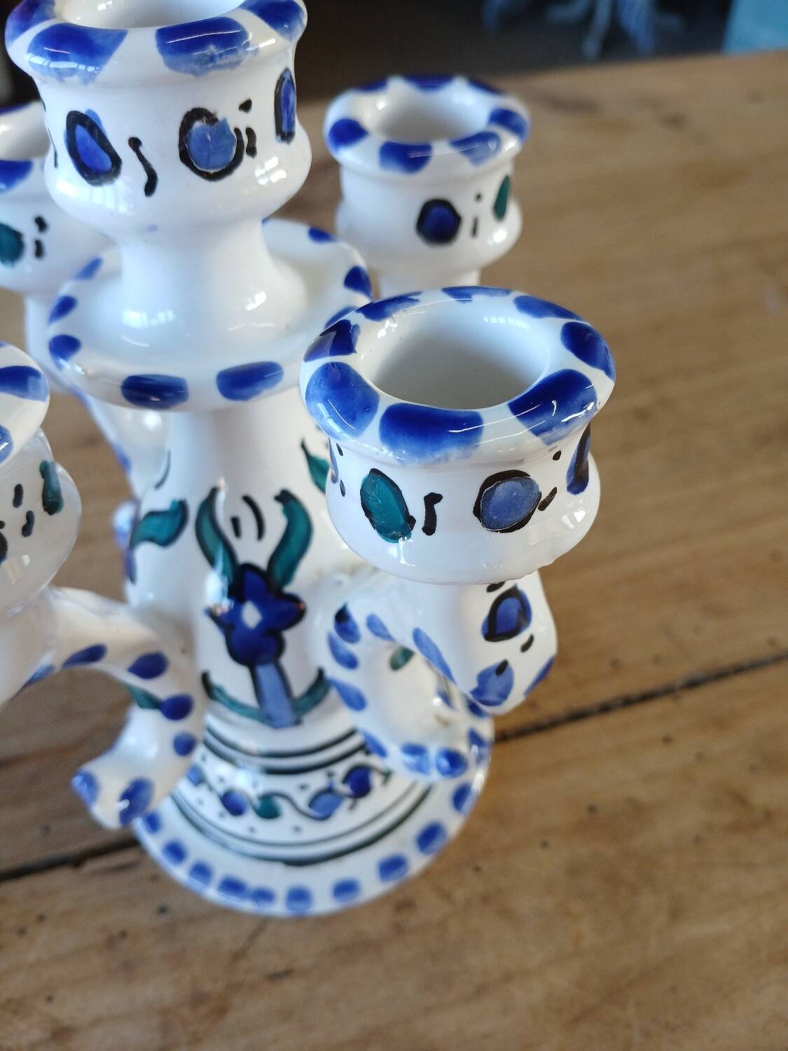 Pair of Tunisian ceramic candlesticks