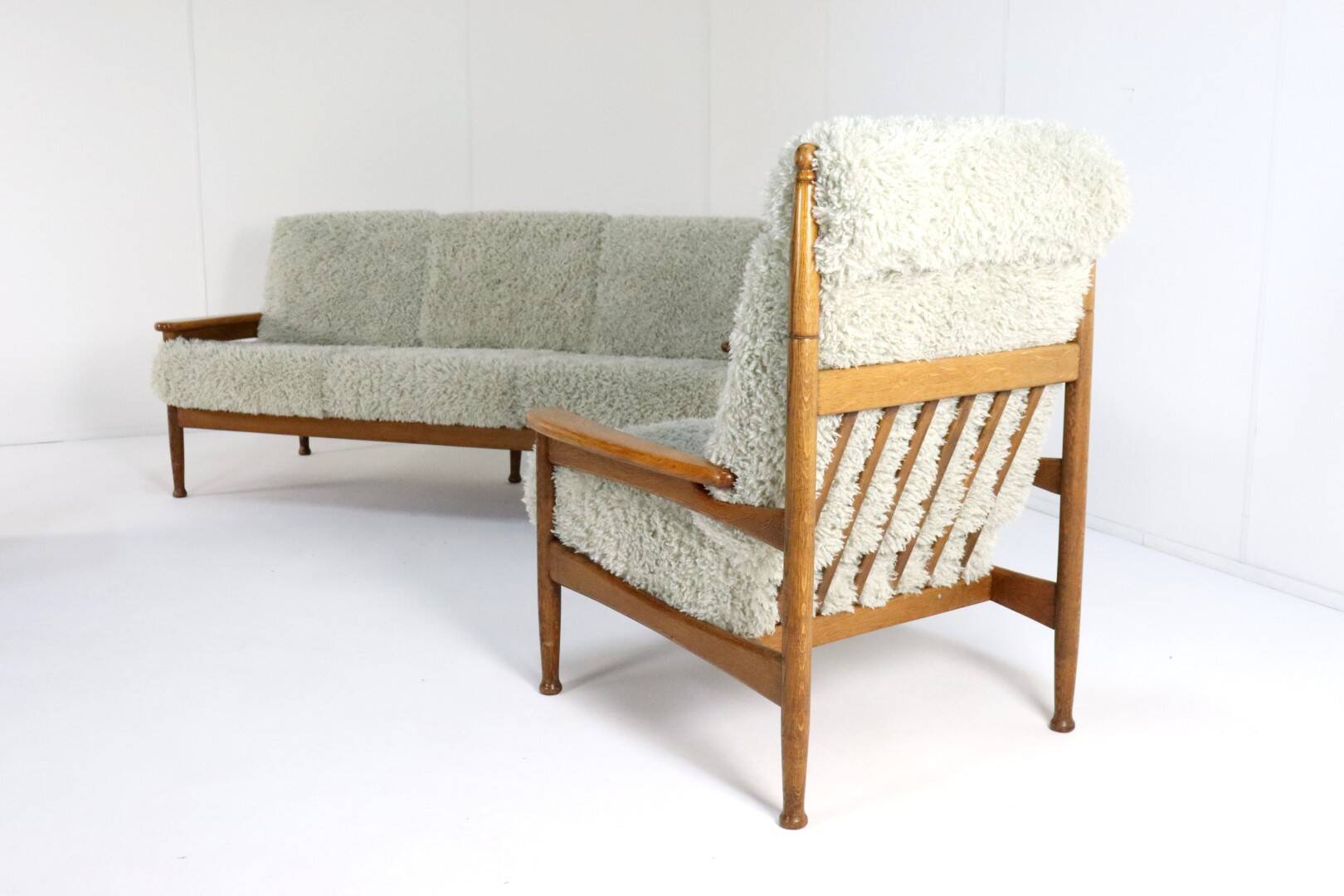 Set van designer bank + 2 fauteuils 'Sliedrecht' - opnieuw bekleed