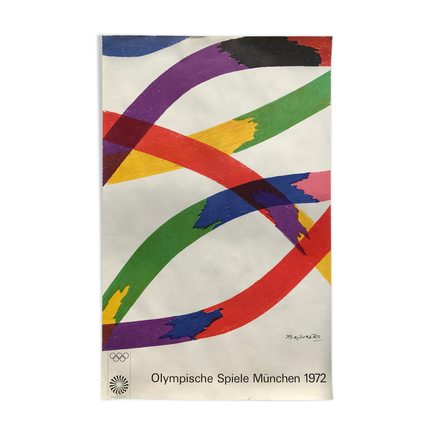 Dorazio piero (1927-2005) olympische spiele münchen, 1972. original poster