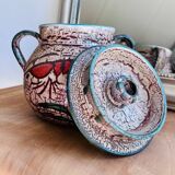 Grand pot en céramique décor poisson – pièce artisanale peinte à la main