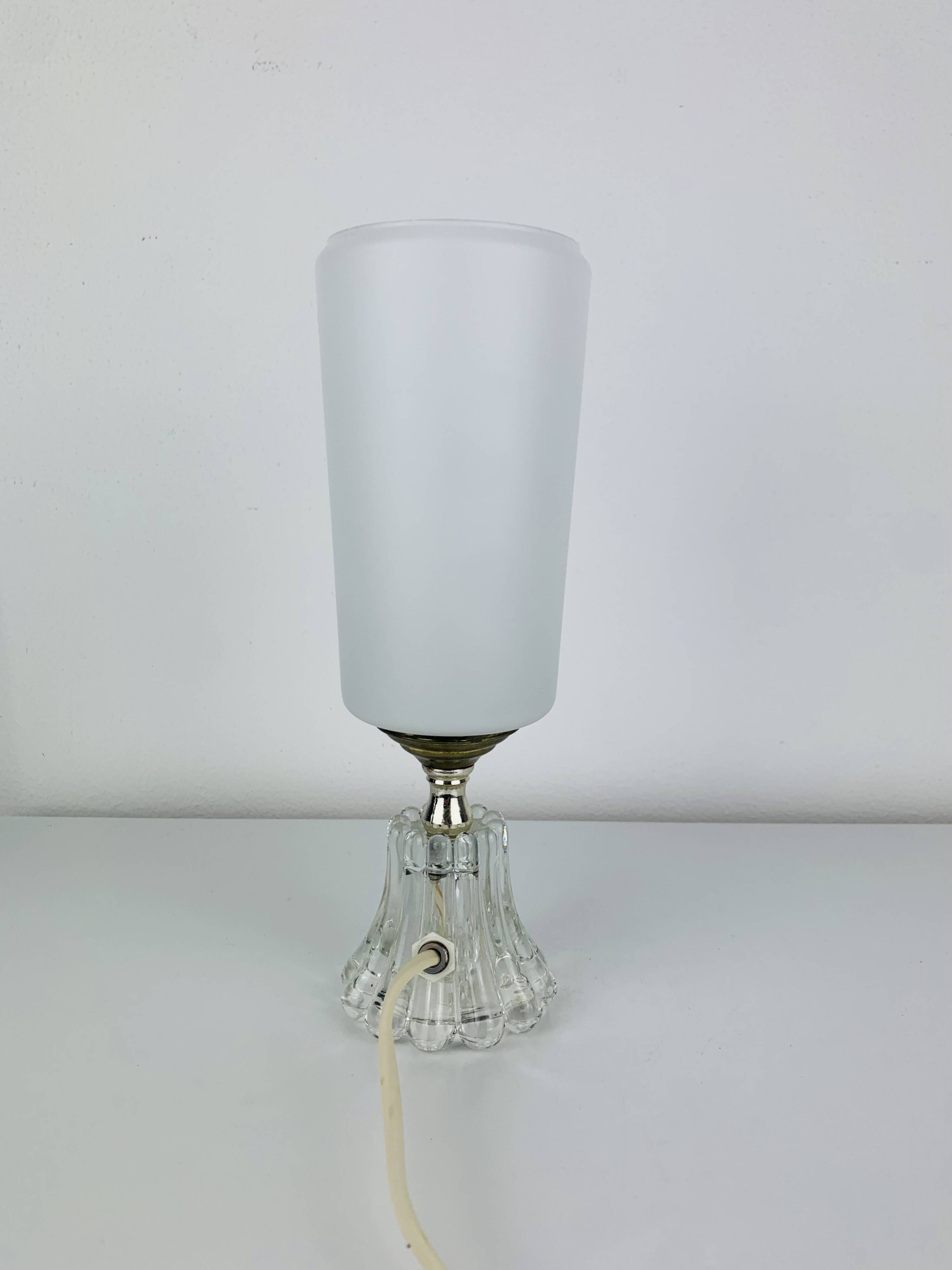 Opaline glass tulip lamp, 1950s, vintage