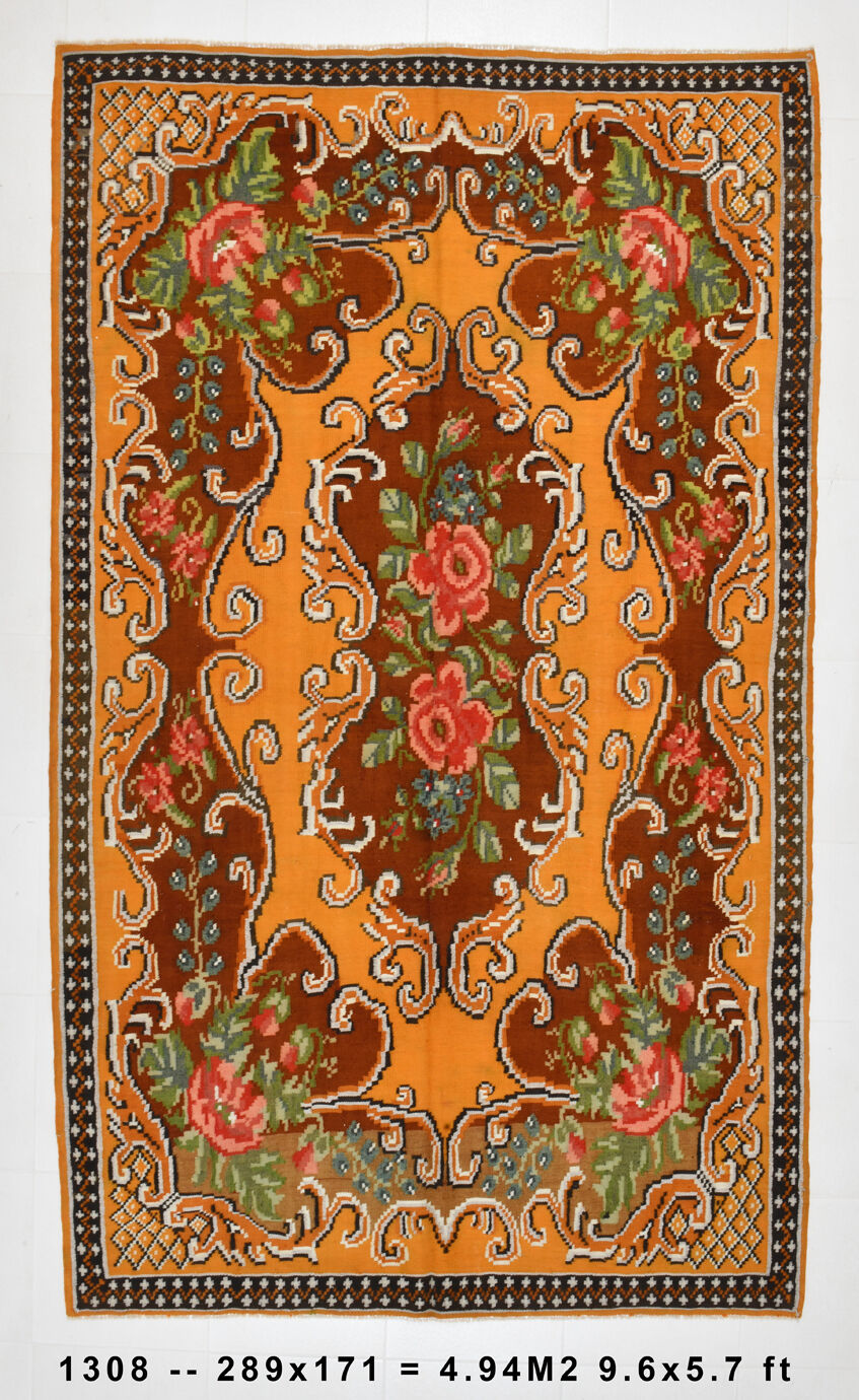 Wine Red & Orange Classic Vintage Kilim Rug, 171x289Cm