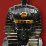 Vintage sphinx lamp in glazed ceramic – Hollywood Regency style