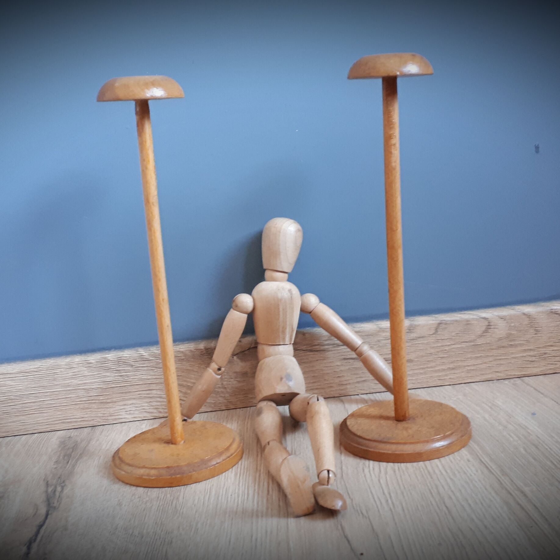 Solid wooden hat-wear duo