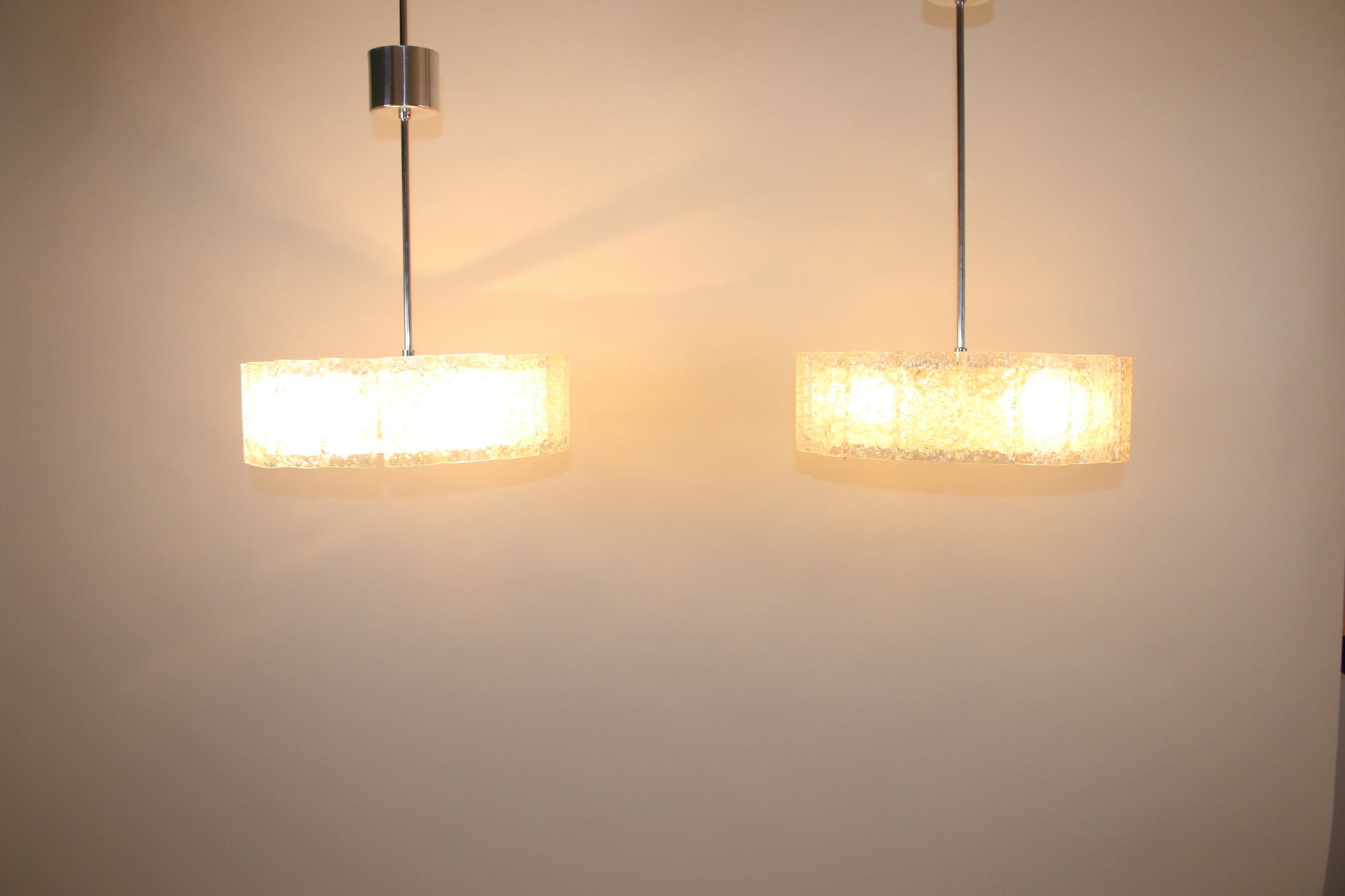 2 ice hanging lamps Doria Leuchten silver 40 cm