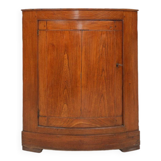 Meuble d'angle antique français avec façade en bois, ca. 1850