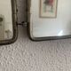Vintage 1900 triptych mirror, old pink nickel-plated metal - 31 x 76 cm