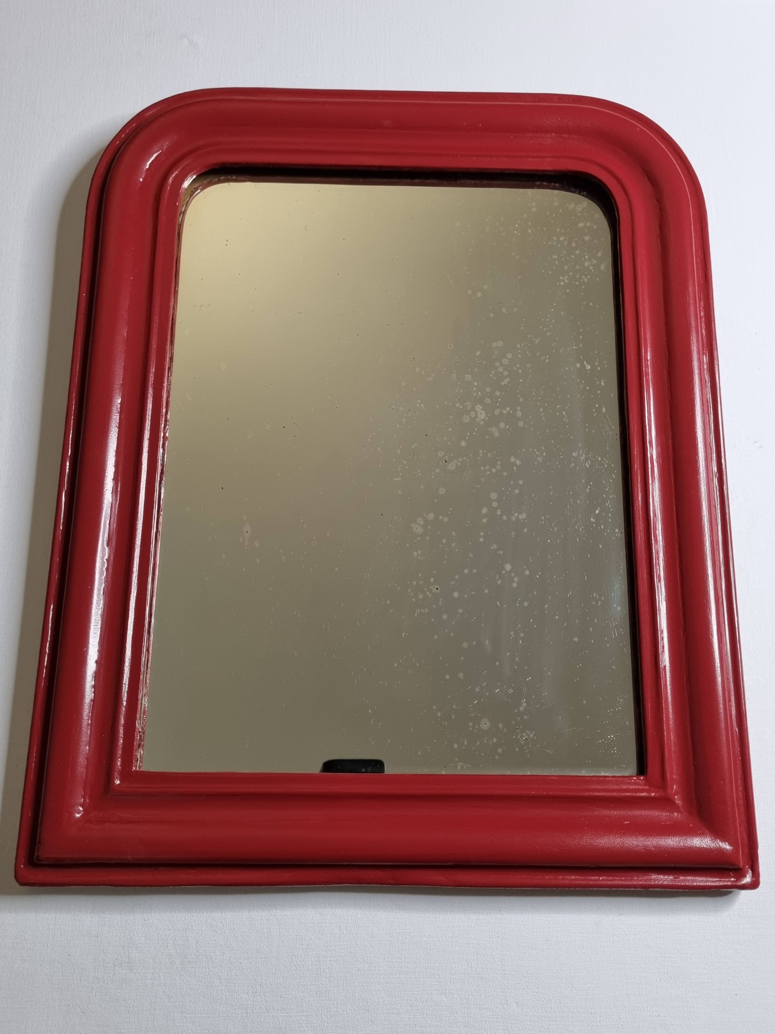 Vintage Louis Philippe style table mirror in Basque red 48 cm x 61 cm