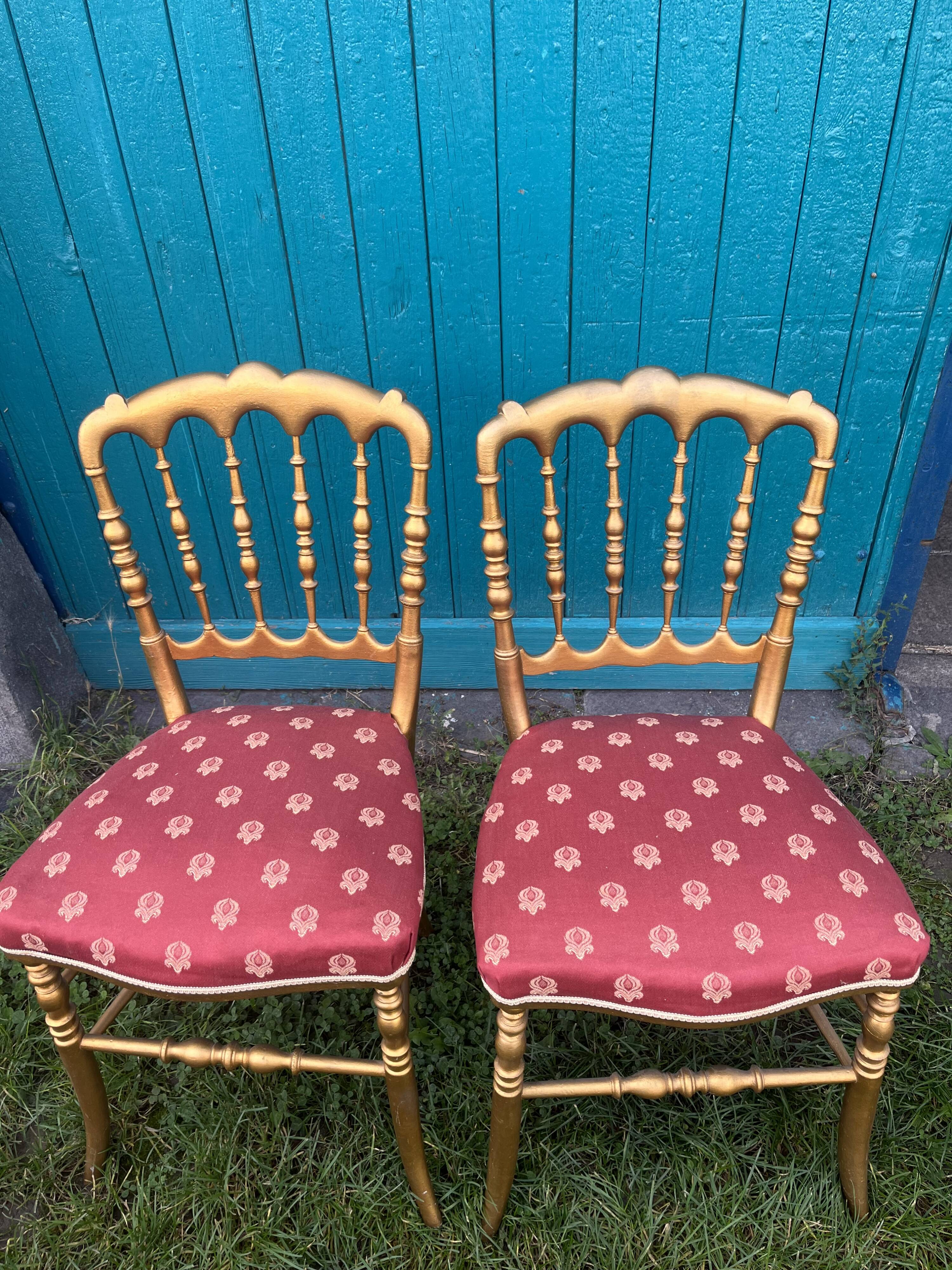 Pair of gilded Napoleon III chairs
