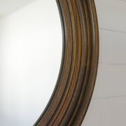 Large Vintage Wall Mirror Turned Oak Wood Round Vanity Mirror Rustic