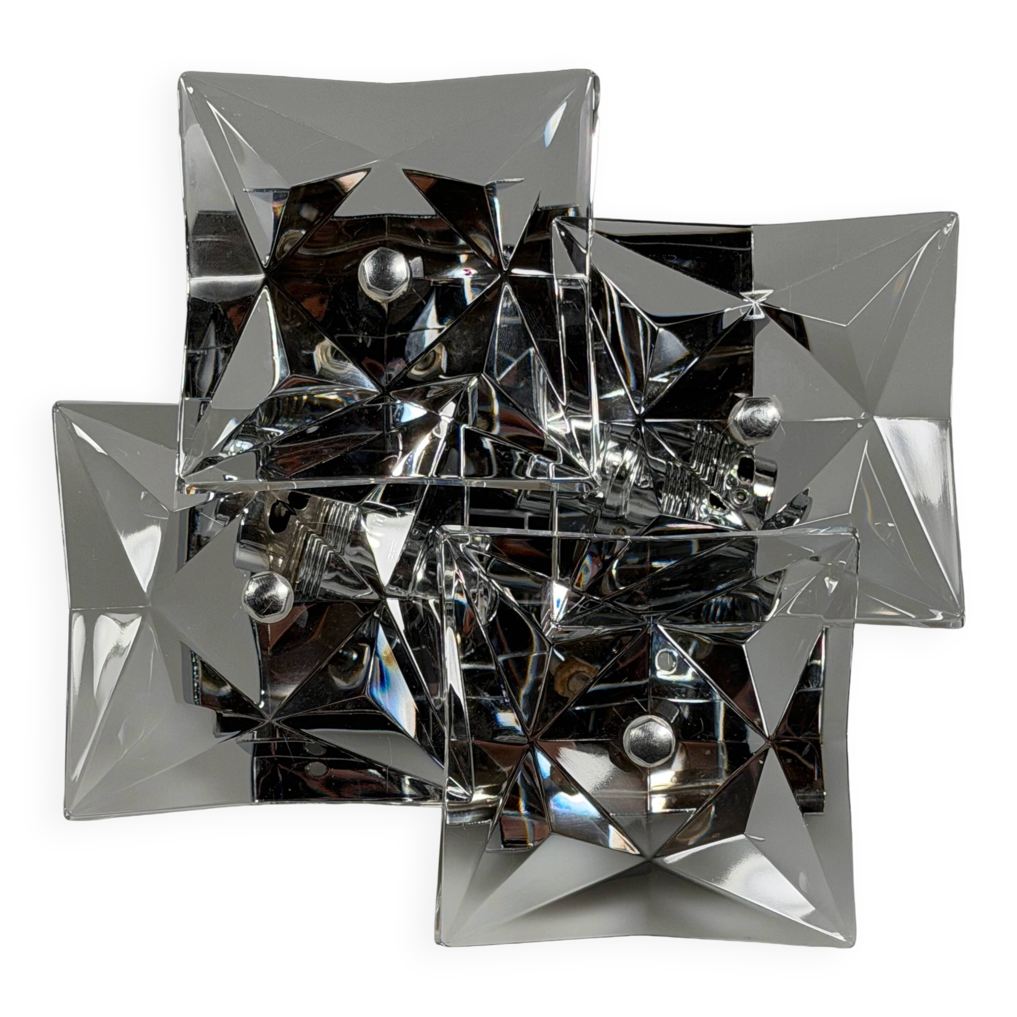 1960s 1970s Wall Sconce by Kinkeldey Lighting Germany in Glass & Chrome